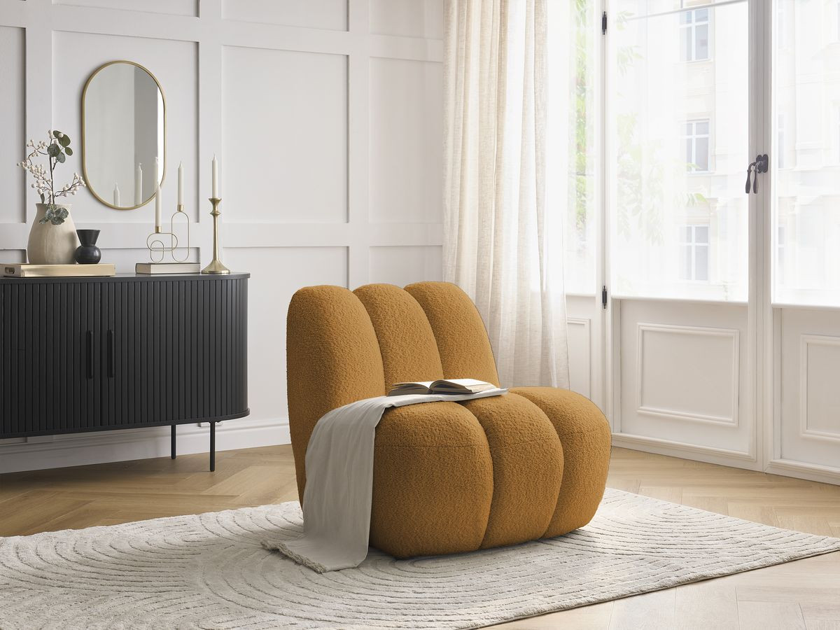 Bobochic Janissaire Sessel 81 × 90 cm Bouclé-Stoff Gelb