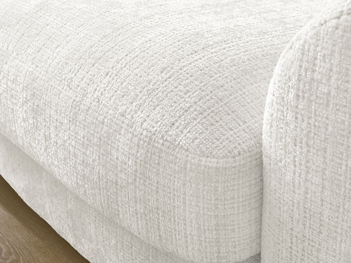 Bobochic Leonore Ecksofa mit Pouf Strukturstoff Weiß Ecke links