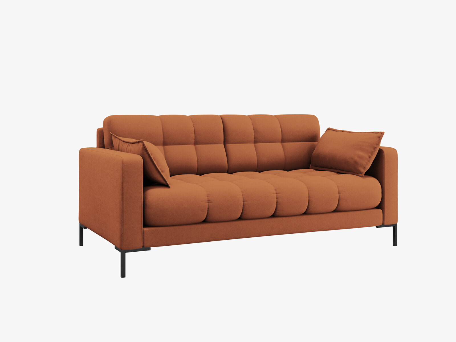 Micadoni Sofa Mamaia 2-Sitzer Strukturierter Stoff Neve Ziegel schwarze Beine