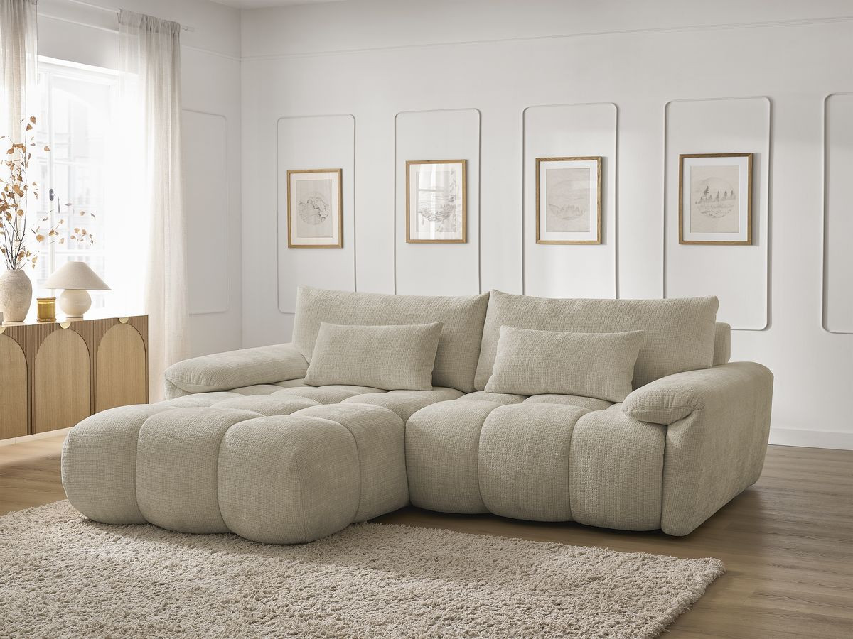 Bobochic Ivane Ecksofa Strukturstoff Beige Ecke links