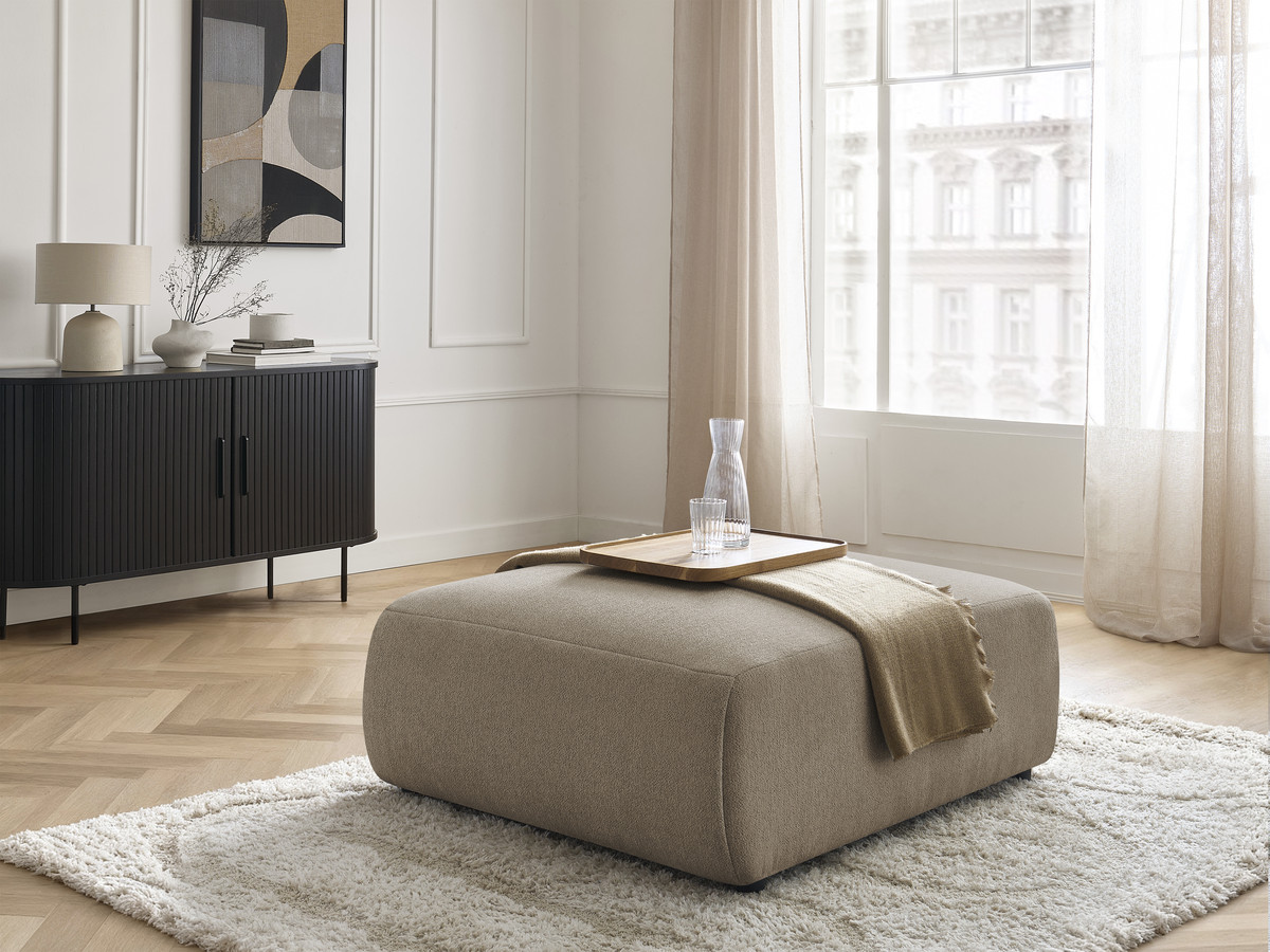 Bobochic Jana Pouf 94 × 114 cm Melange-Stoff Taupe