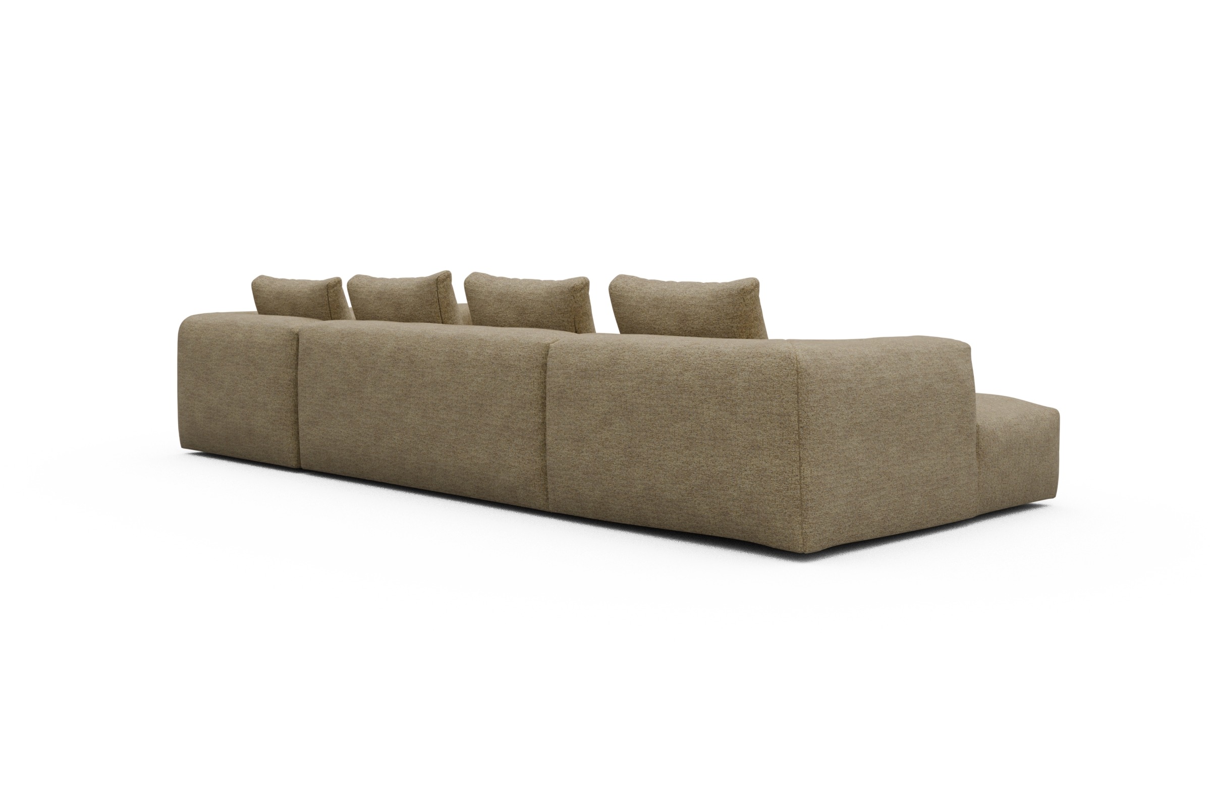 Wohnlandschaft Fred Chaiselongue links mit 2-Sitzer und lange Armlehne rechts Carreno-Silician-Yellow