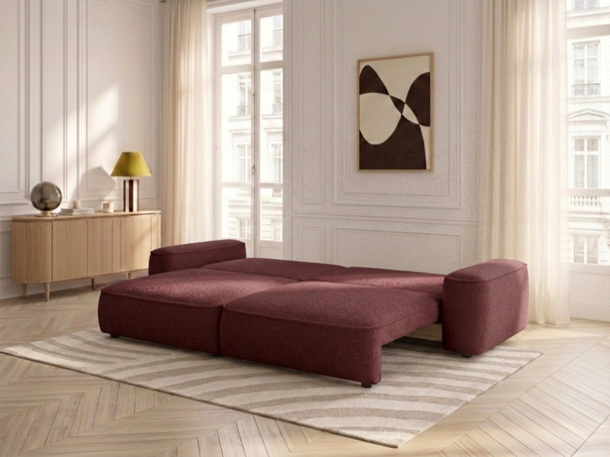 Bobochic Honore Schlafsofa 3-Sitzer mit Bettkasten Chenille Rot
