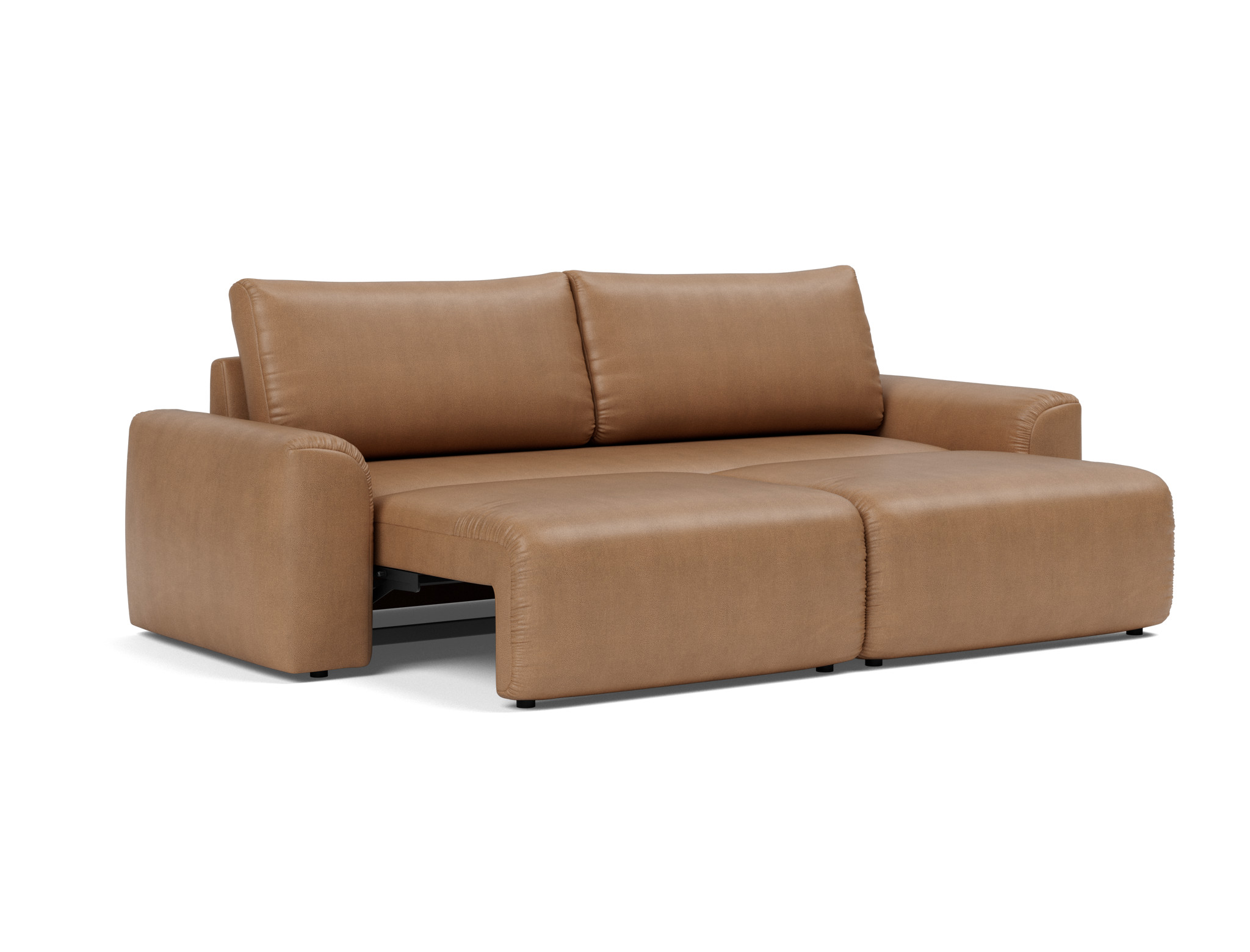 Schlafsofa Norum mit Chunky-Armlehnen Lederoptik Faunal 551-Brown