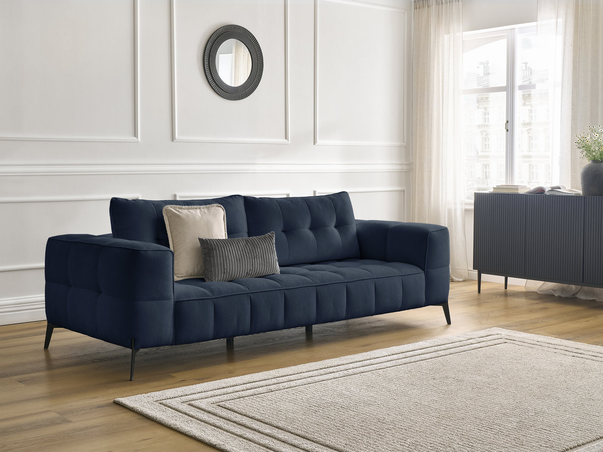 Bobochic Anis Sofa 3-Sitzer Strukturstoff Blau