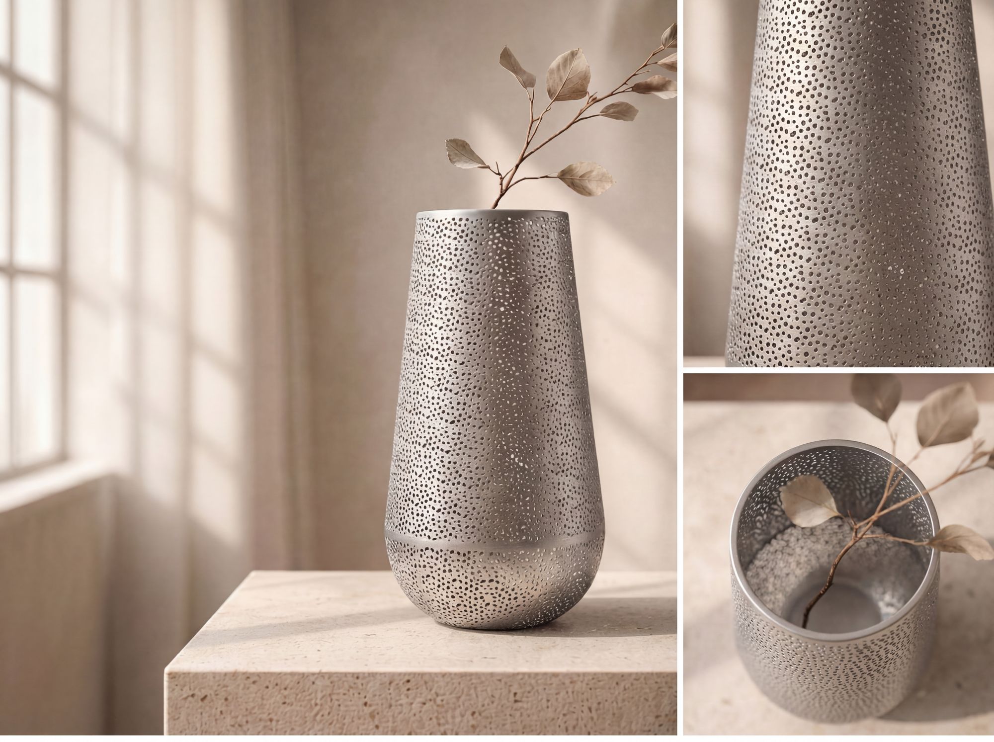 Bodenvase Malvik Metall Silber Ø 25 cm