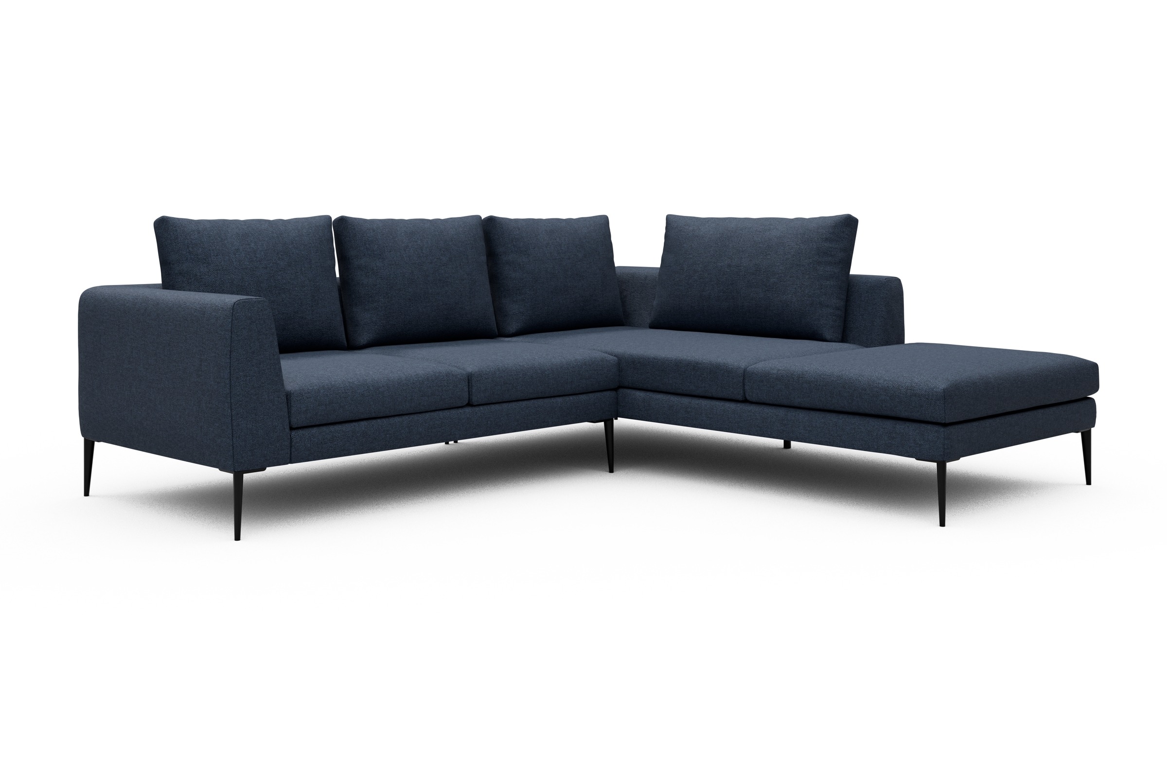 Ecksofa Paul Relax-Ecke rechts mit 2-Sitzer Sama-Deep-Blue