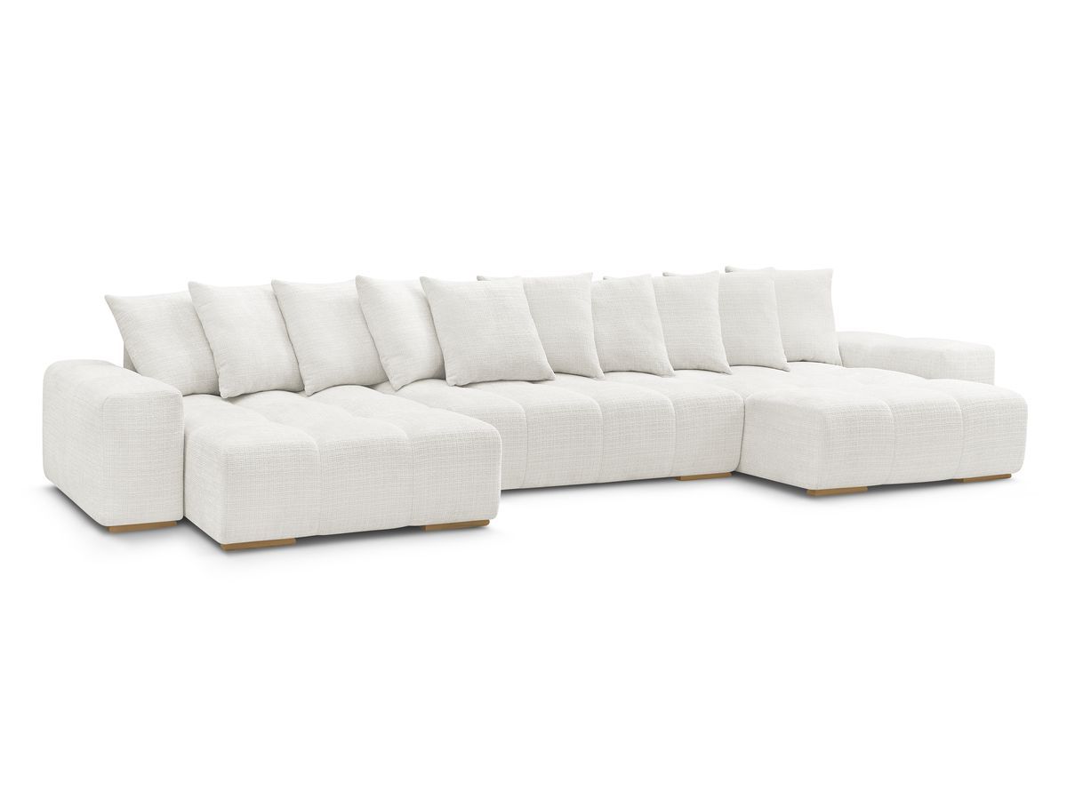 Bobochic Anakin Wohnlandschaft, Liegefläche 137 × 382 cm, 10 Kissen Strukturstoff Weiß
