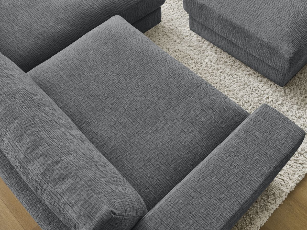 Bobochic Leonard Ecksofa mit Pouf 274 × 159 cm Strukturstoff Dunkelgrau Ecke rechts