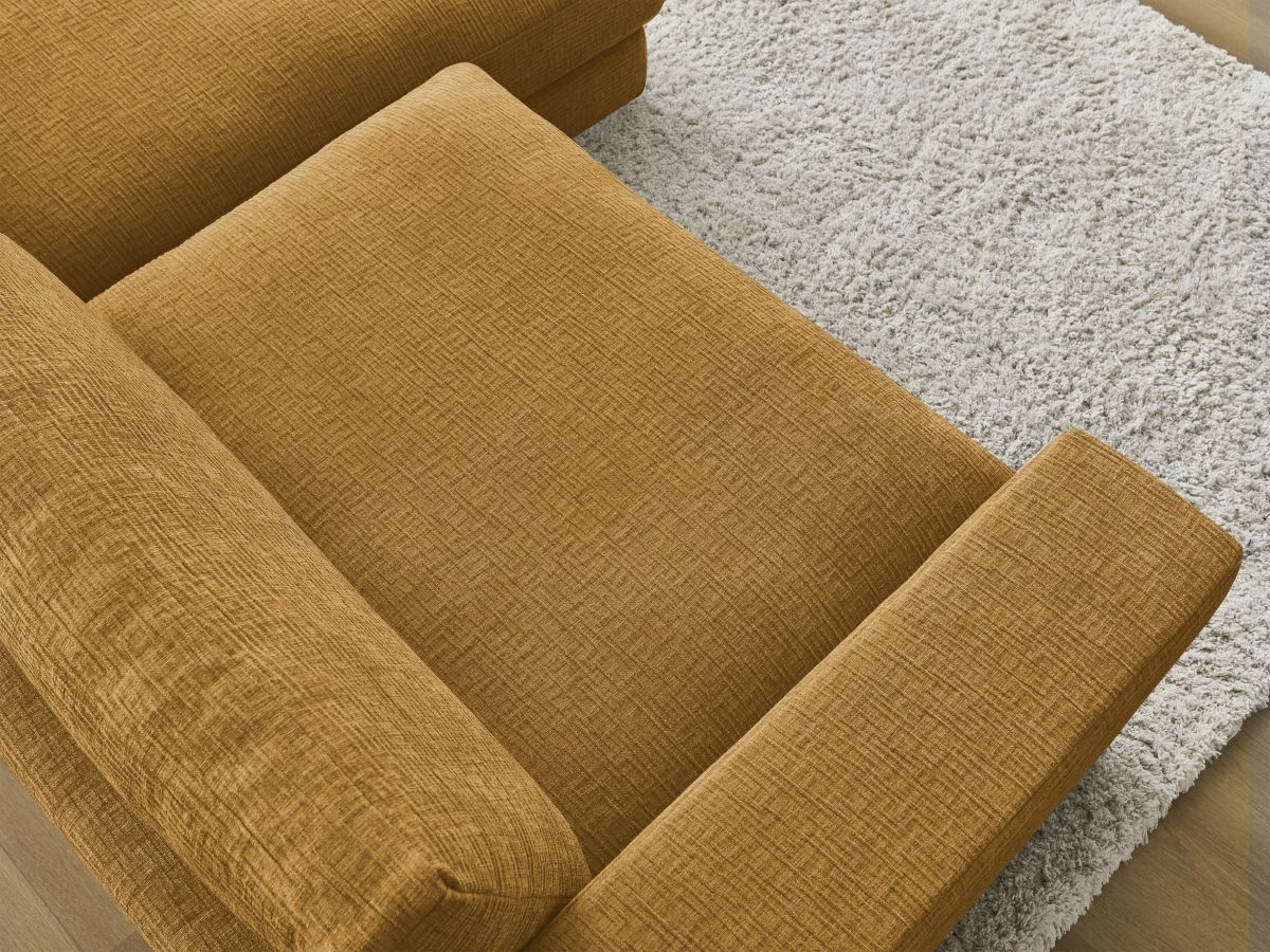 Bobochic Leonard Ecksofa 274 × 159 cm Strukturstoff Gelb Ecke rechts