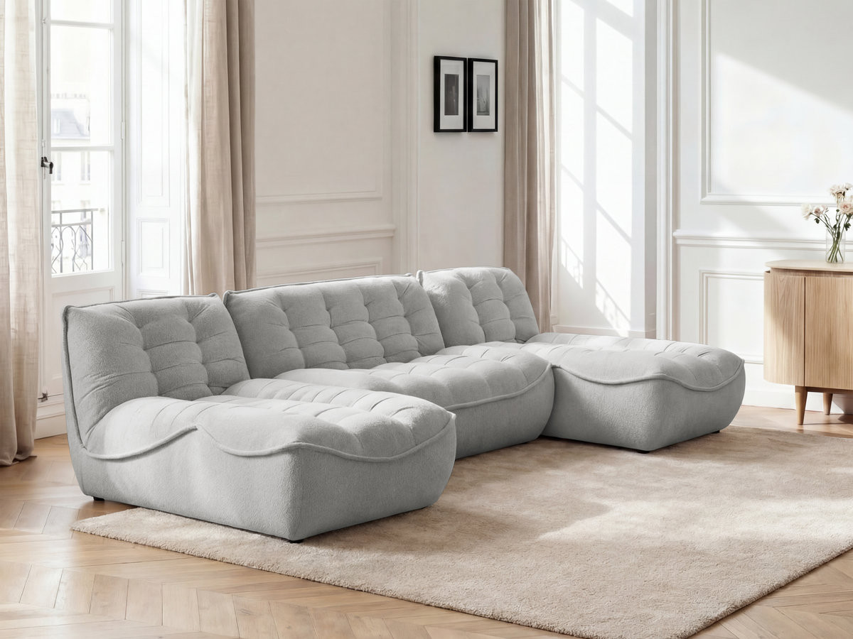 Bobochic Serena Wohnlandschaft Melange-Stoff Hellgrau