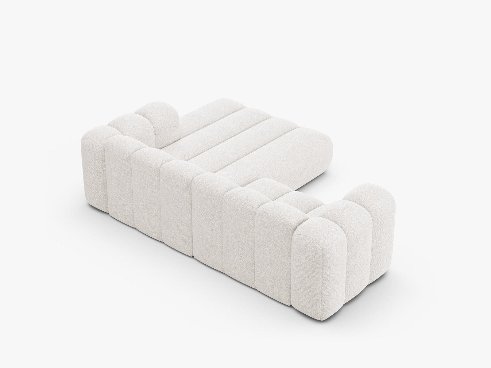 Micadoni Modulares Ecksofa Lupine 3-Sitzer Rechts Boucle Baloo Weiß
