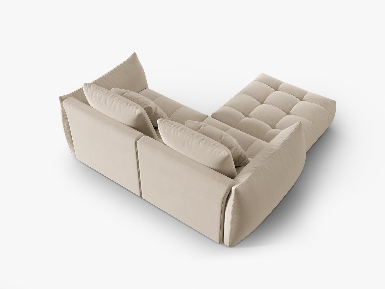 Micadoni Ecksofa Bloom 3-Sitzer Samt Ecru