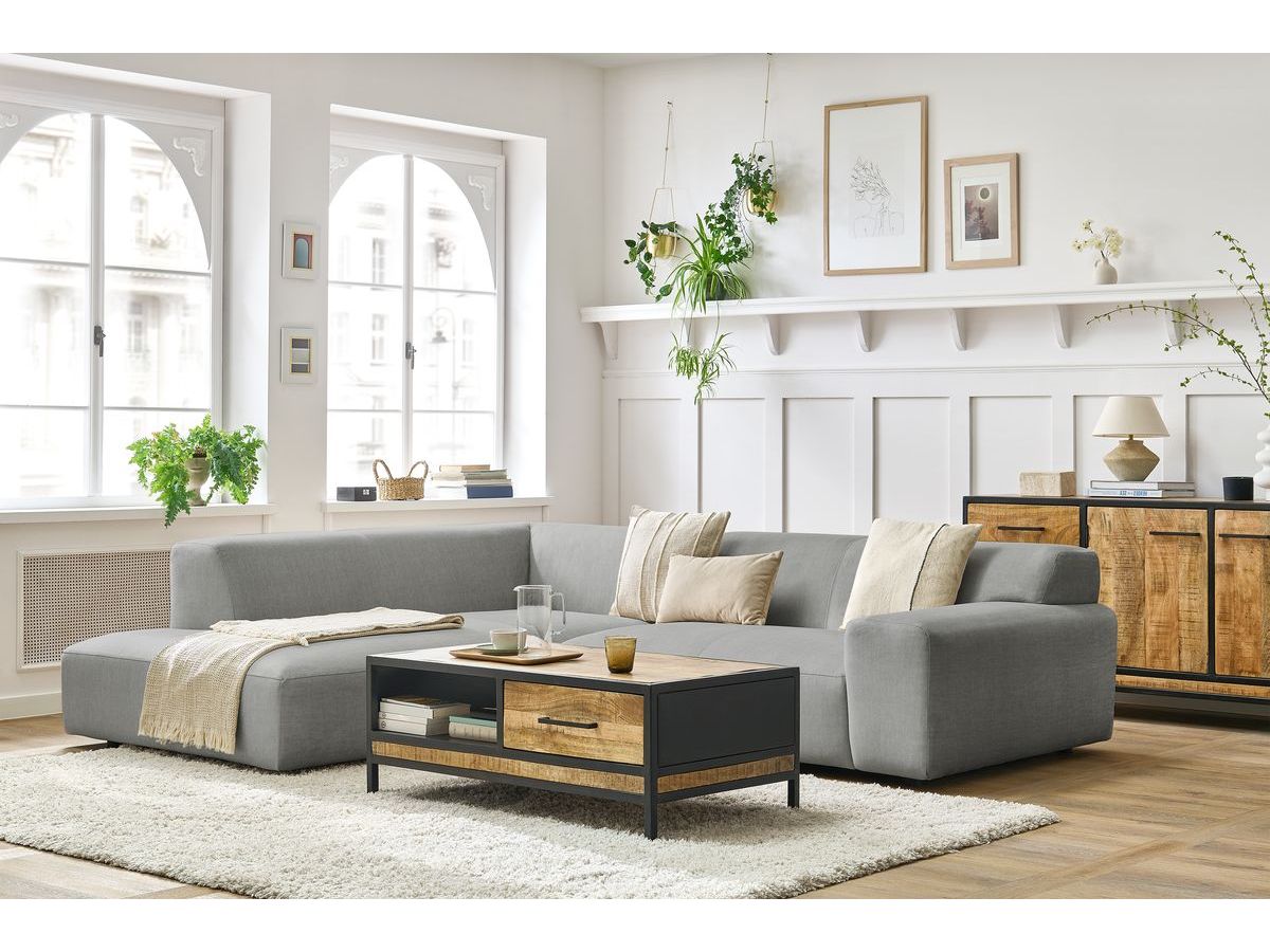Bobochic Lavena Ecksofa 272 × 220 cm Samt Hellgrau Ecke links