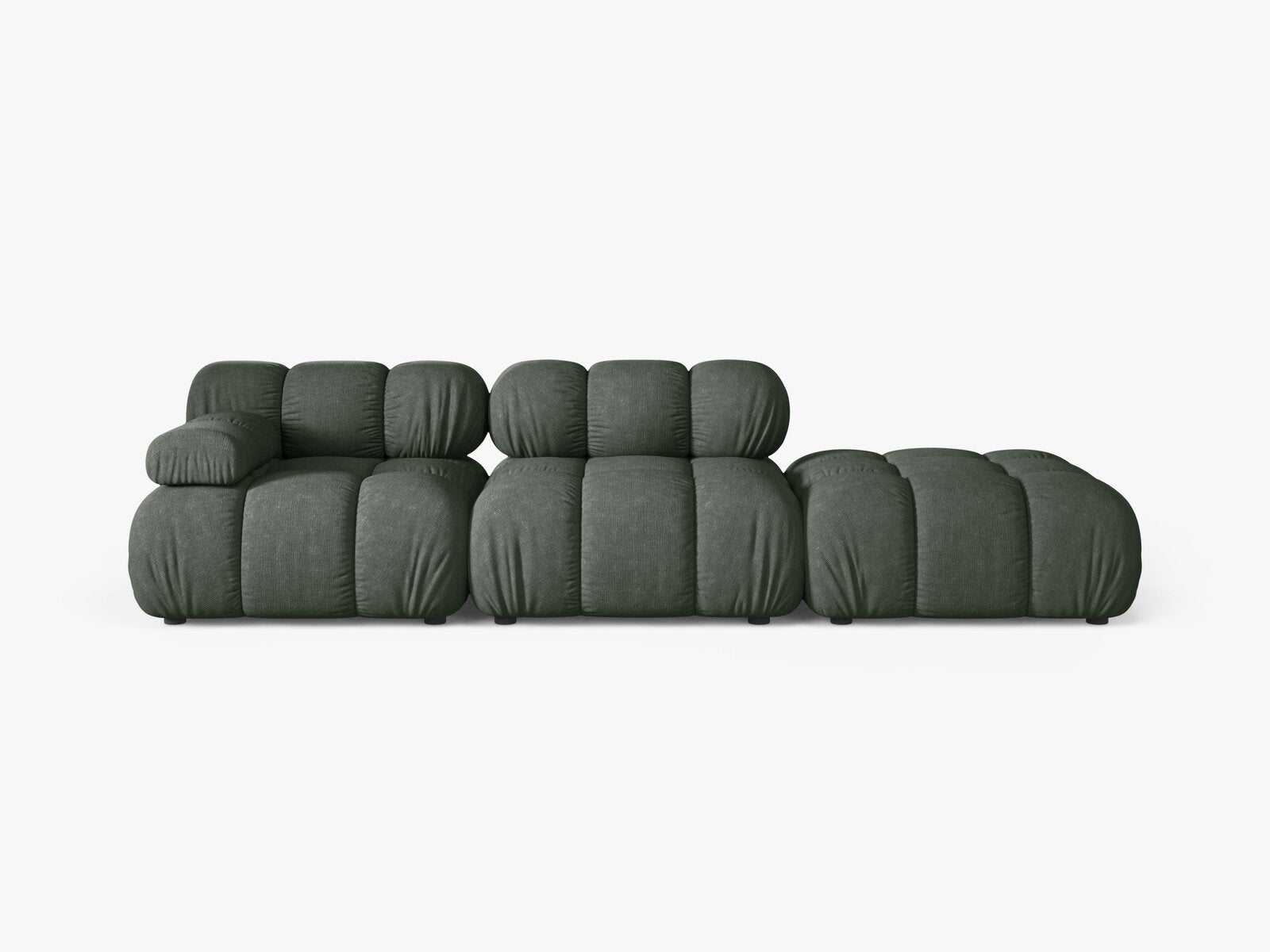 Micadoni Modulares Sofa Bellis 4-Sitzer Rechts Strukturierter Stoff Liberty Moßgrün