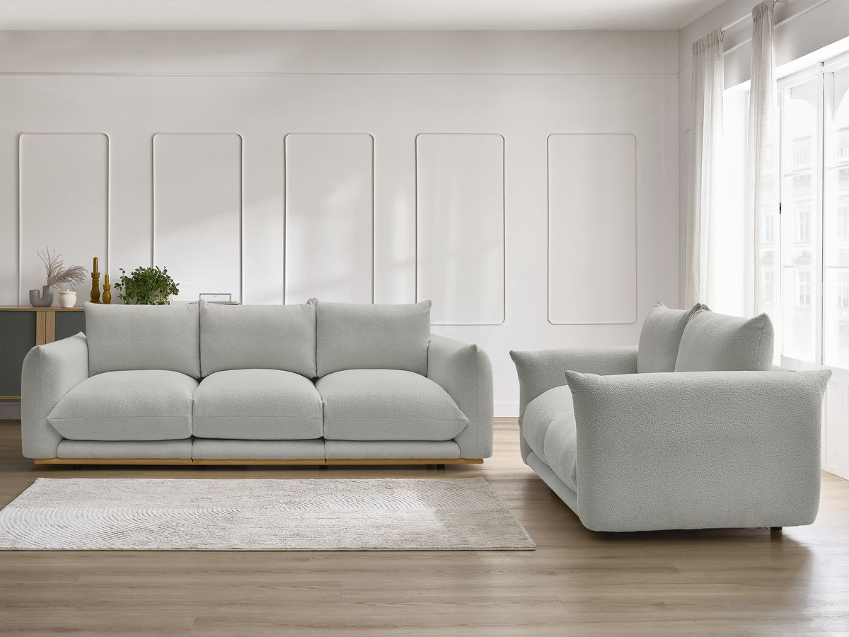 Bobochic Ernest Sofa 5-Sitzer Bouclé-Stoff Hellgrau