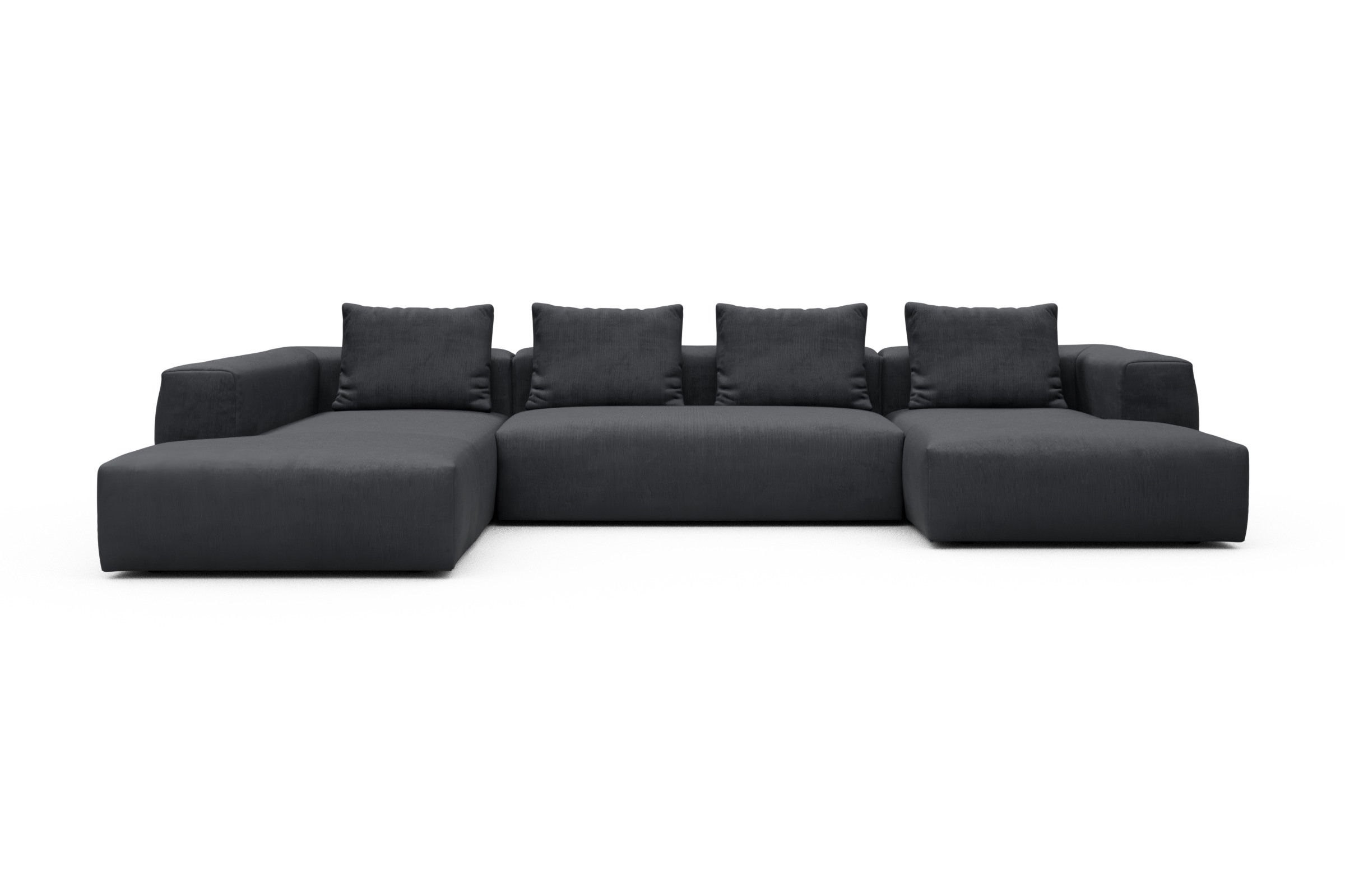 Skandi Home Wohnlandschaft Fred Relax-Ecke links mit 2-Sitzer und Chaiselongue rechts Cordufine-Slate-Grey moebelfaktor