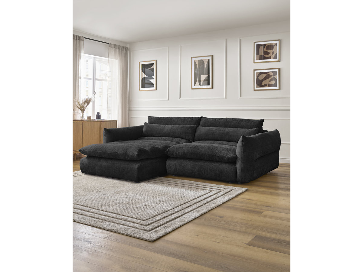 Bobochic Neil Ecksofa Strukturstoff Schwarz Ecke links