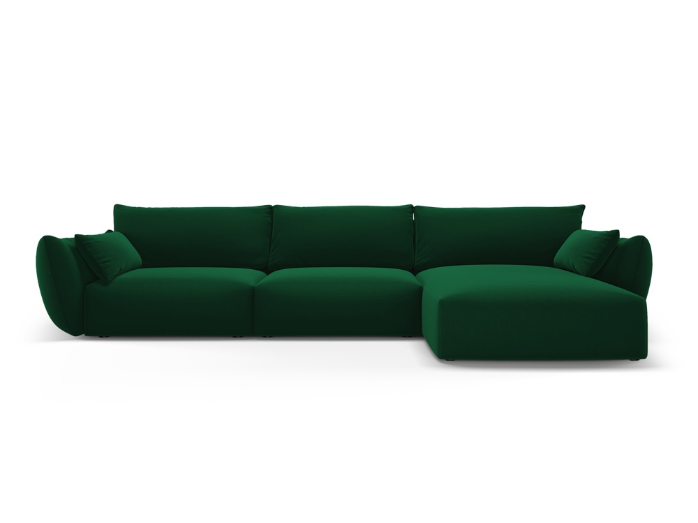 Cosmopolitan Design Ecksofa Matera 4-Sitzer Samt Salvador Flaschengrün Rechts