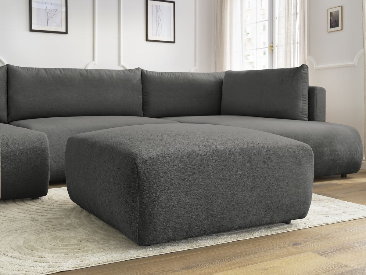 Bobochic Lucien Wohnlandschaft mit Pouf Stoff Dunkelgrau Ecke links