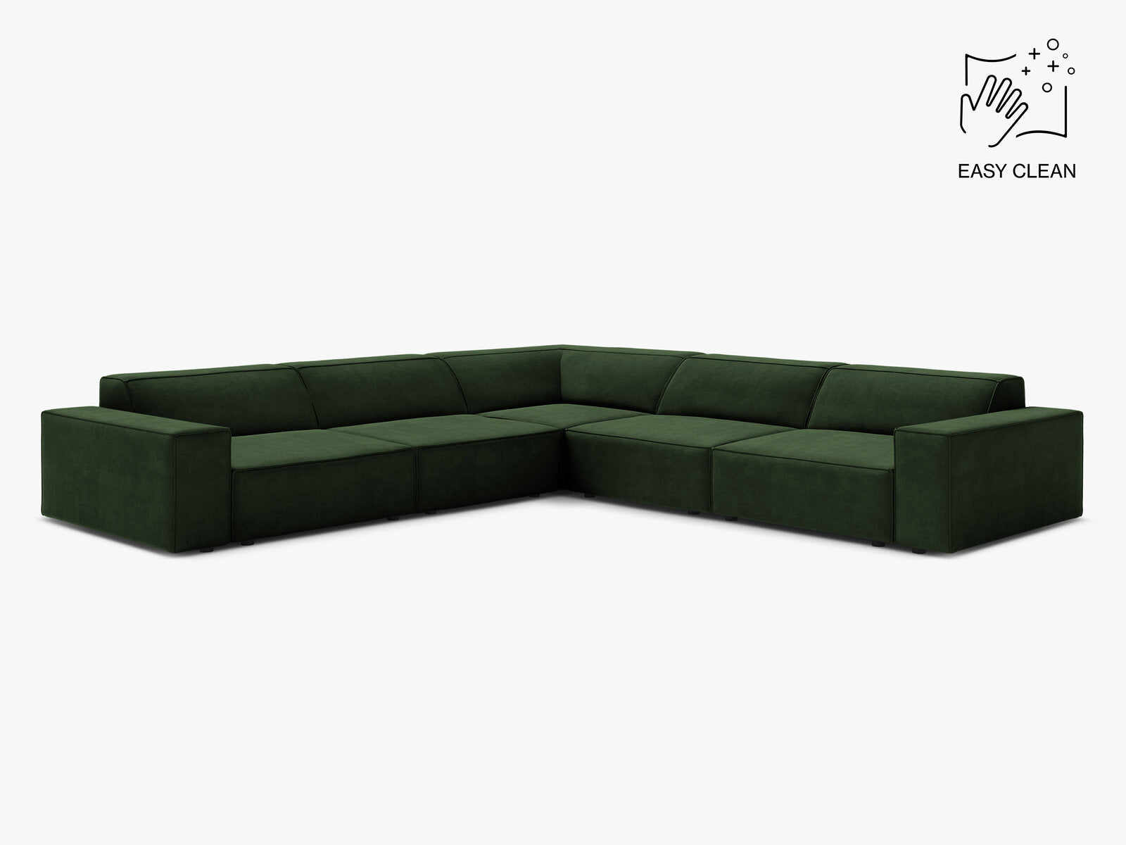 Micadoni Symmetrisches Ecksofa Jodie 6-Sitzer Samt Venus Flaschengrün