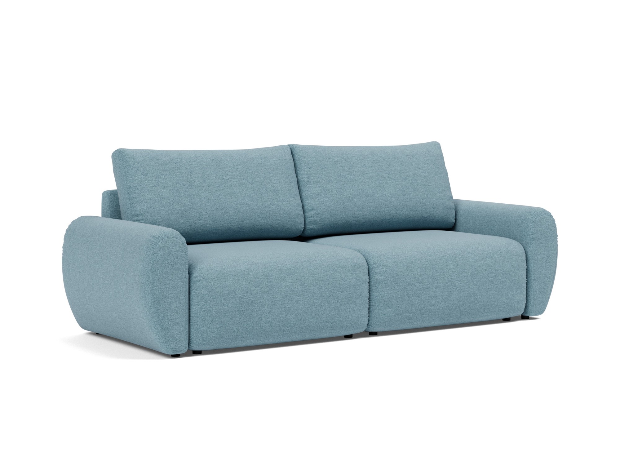 Schlafsofa Norum mit Curve-Armlehnen Flachgewebe Mixed Dance 525-Light-Blue