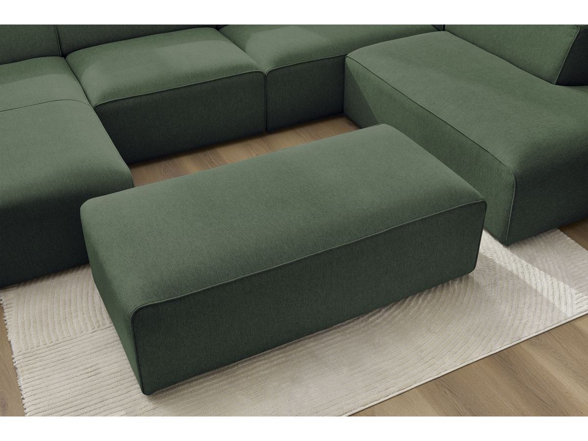 Bobochic Megeve Wohnlandschaft mit Pouf Melange-Stoff Grün Ecke links