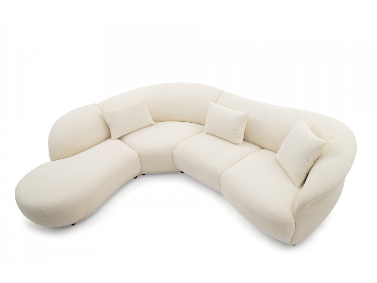Bobochic Nora Ecksofa Chenille Weiß Ecke links