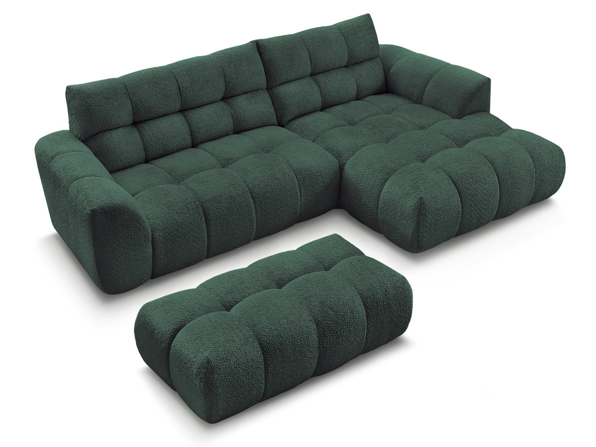 Bobochic Jaya Ecksofa mit Pouf Chenille Dunkelgrün Ecke rechts
