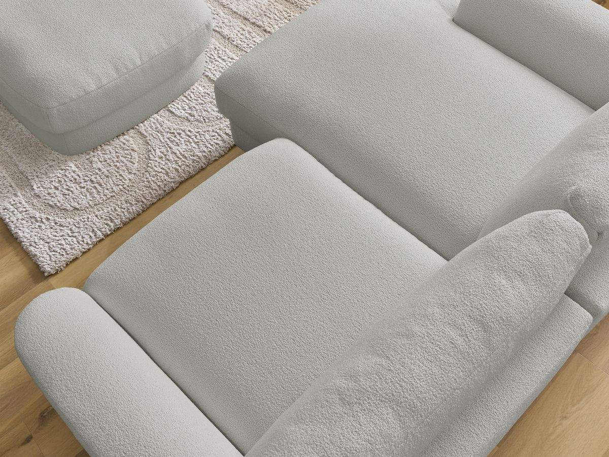 Bobochic Leonore Ecksofa mit Pouf Bouclé-Stoff Hellgrau Ecke links