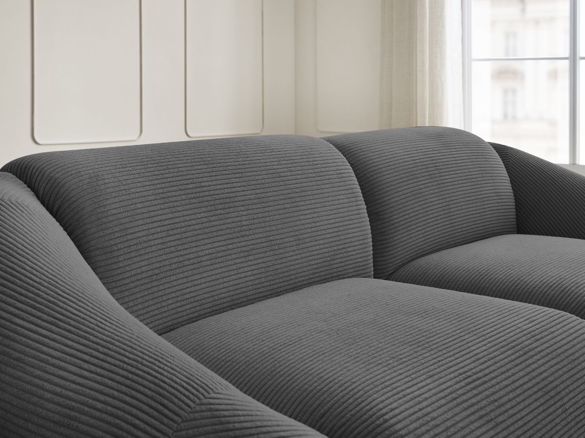Bobochic Tina Sofa 3-Sitzer Cordsamt Dunkelgrau