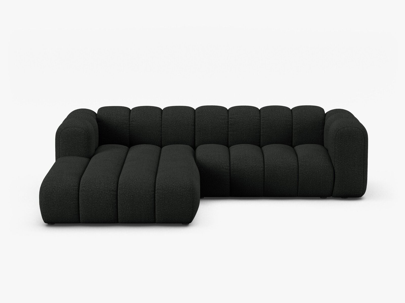 Micadoni Modulares Ecksofa Lupine 4-Sitzer mittelgroß Links Boucle Baloo Schwarz