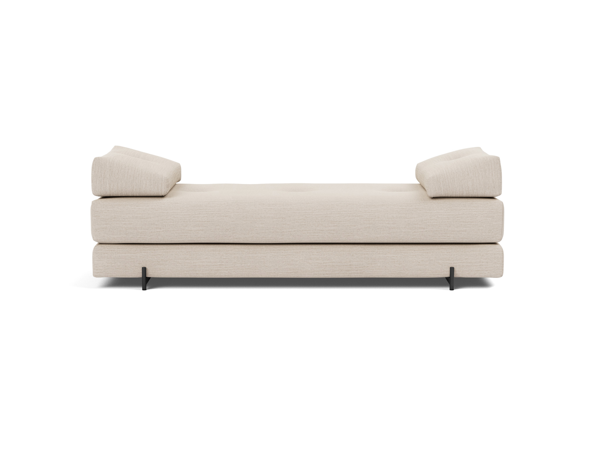 Tagesbett Sigmund Webstoff Blida 612-Sand-Grey Beine Indu schwarz