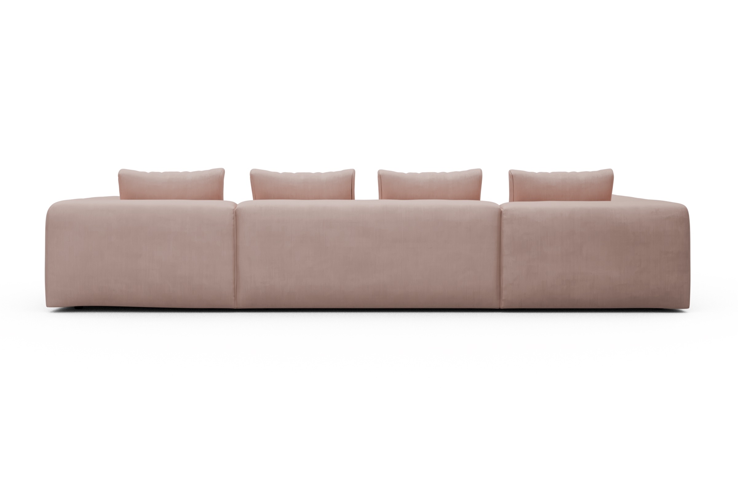 Wohnlandschaft Fred Relax-Ecke links mit 2-Sitzer und Chaiselongue rechts Cordufine-Blush