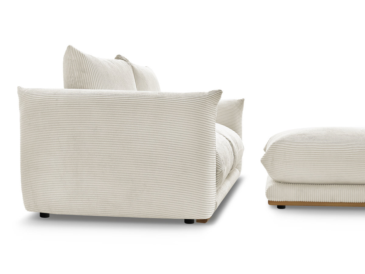 Bobochic Ernest Sofa 3-Sitzer mit Pouf 193 × 106 cm Cordsamt Beige