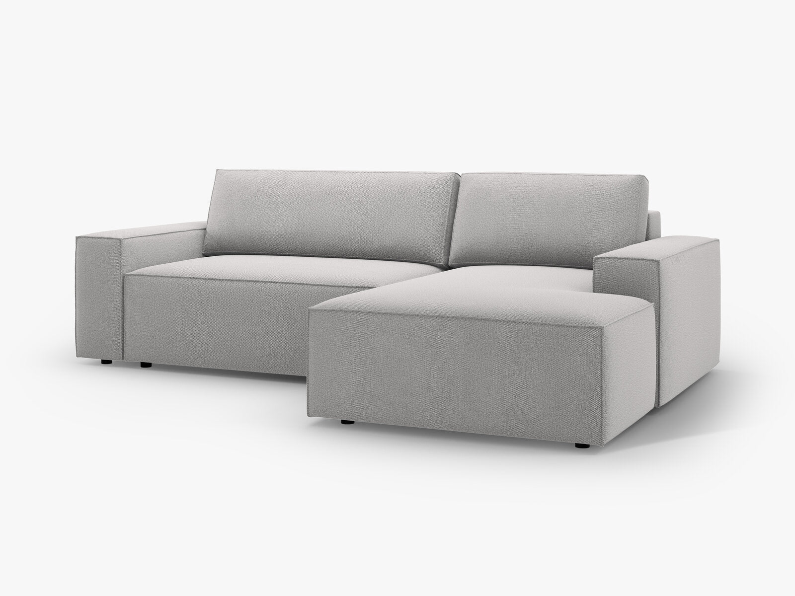 Micadoni Schlaf-Ecksofa Jodie 3-Sitzer Rechts Strukturierter Stoff Hellgrau