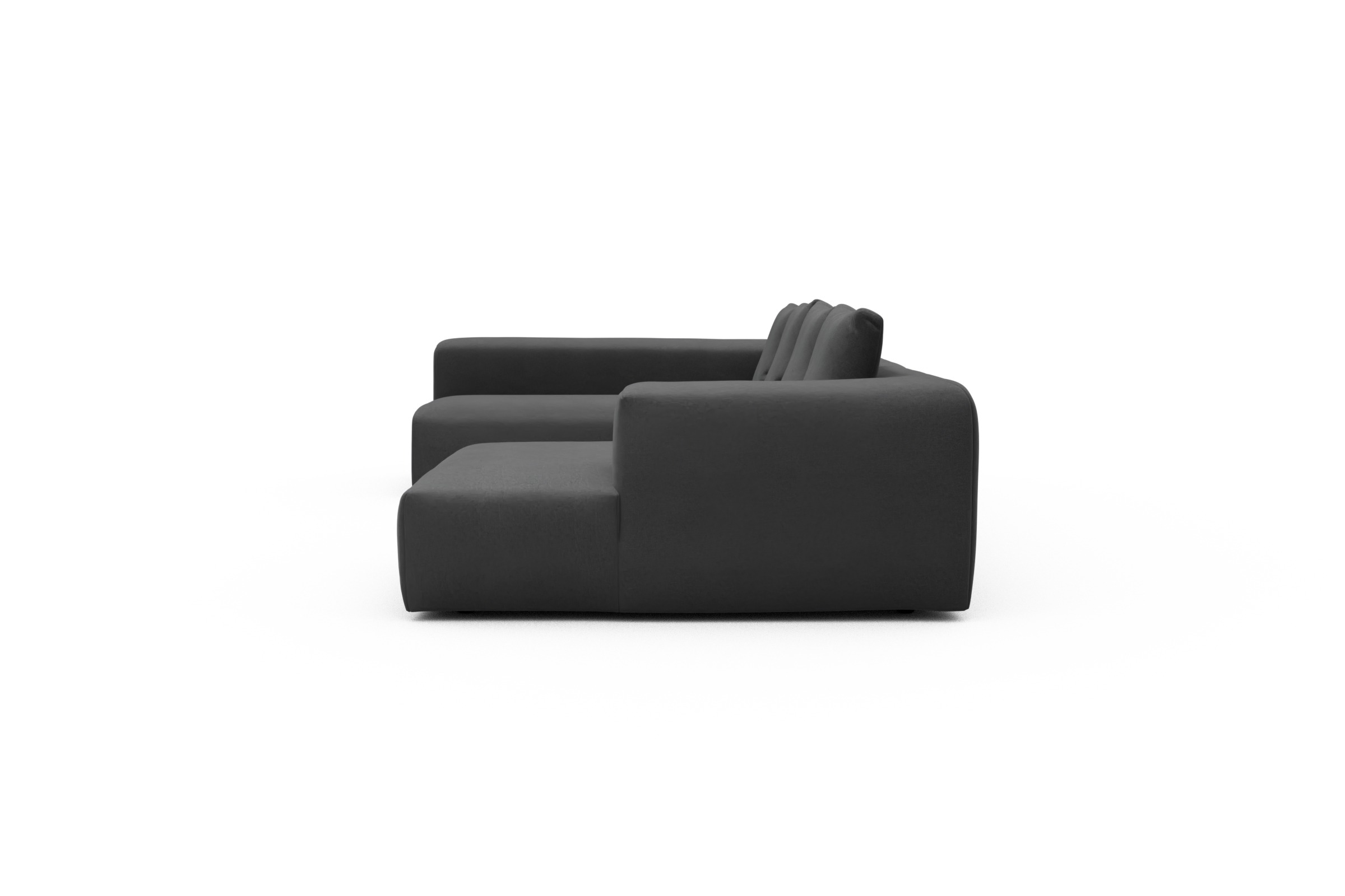 Wohnlandschaft Fred Chaiselongue rechts mit 2-Sitzer und lange Armlehne links Satya-Zinc
