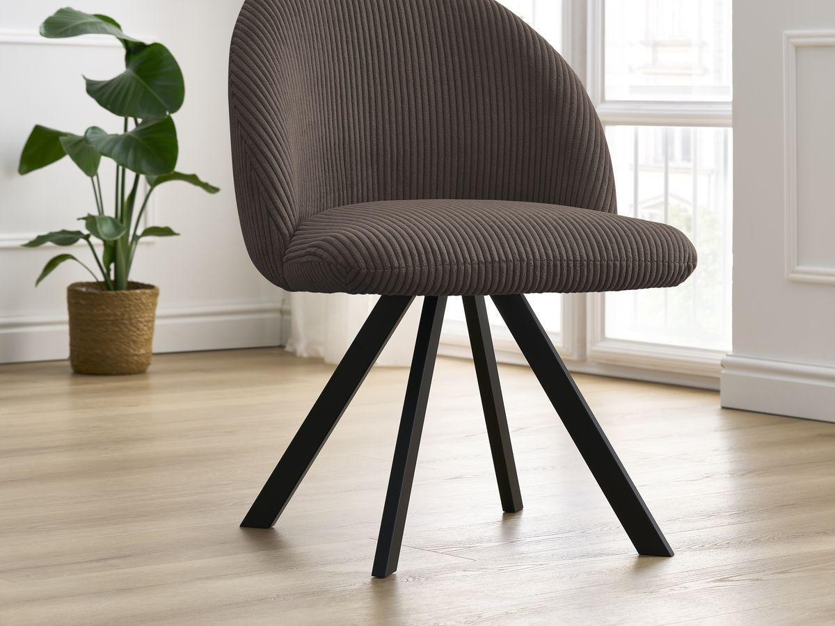 Bobochic Lalie Esszimmerstuhl 4er-Set mit Sternfuß Cordsamt Braun