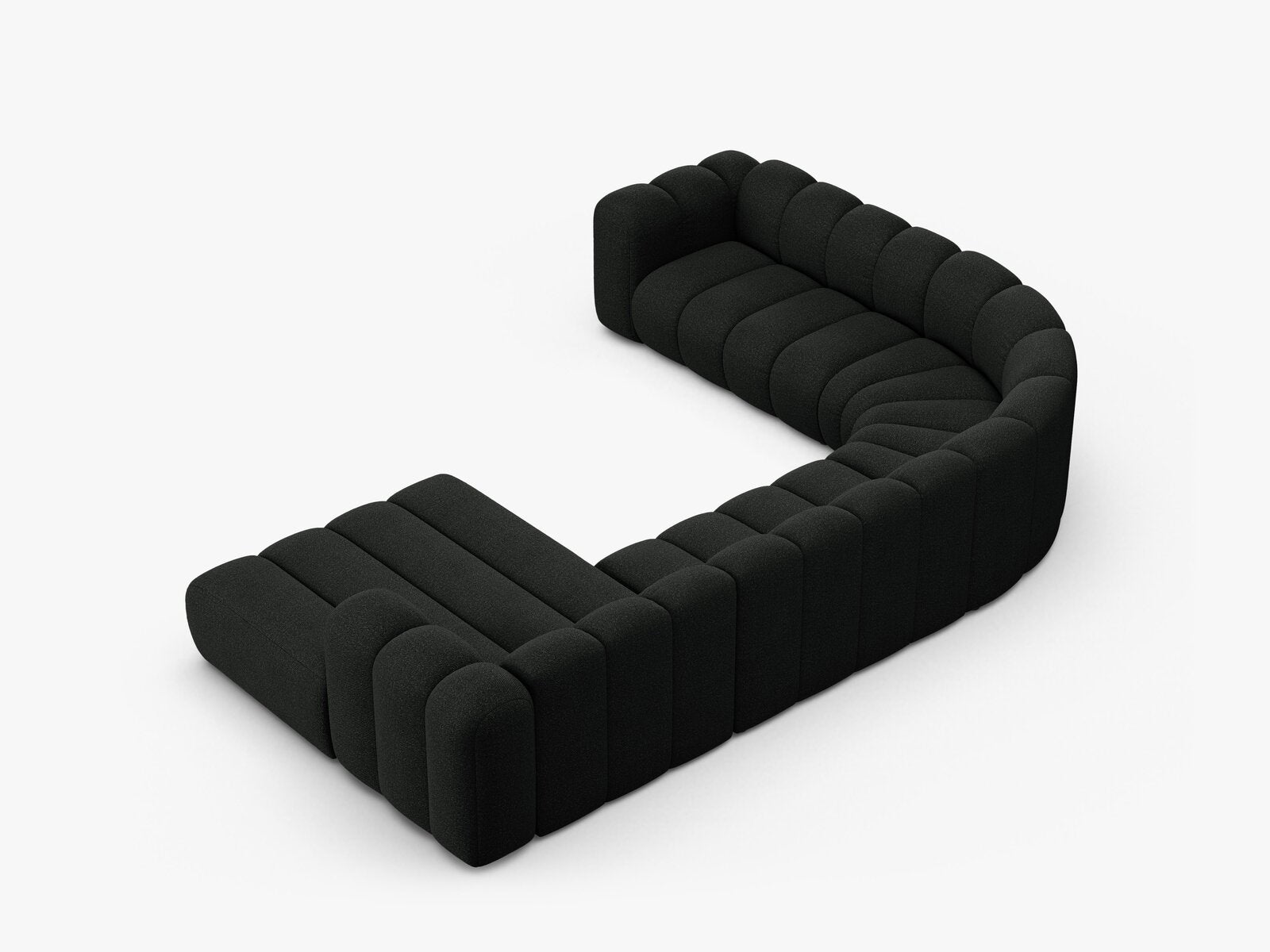 Micadoni Modulares Panorama Ecksofa Lupine 6-Sitzer Links Boucle Baloo Schwarz