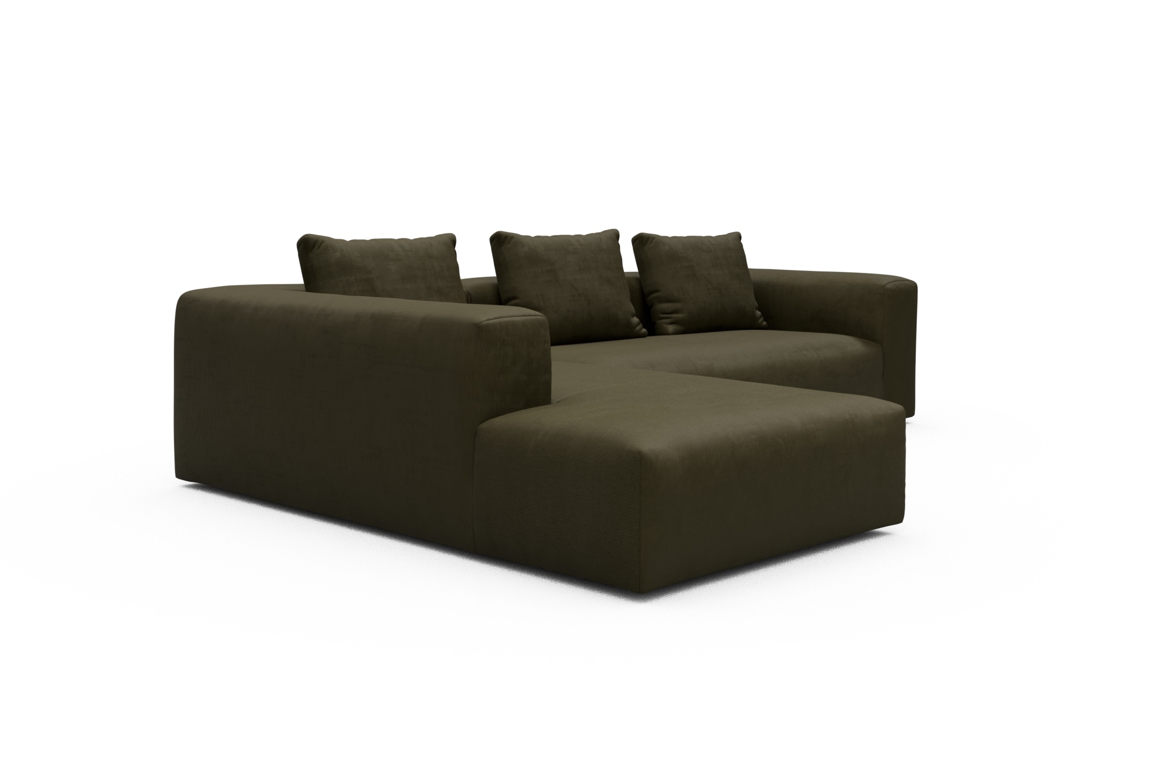 Ecksofa Fred Relax-Ecke links mit 2,5-Sitzer Cordufine-Pine-Green