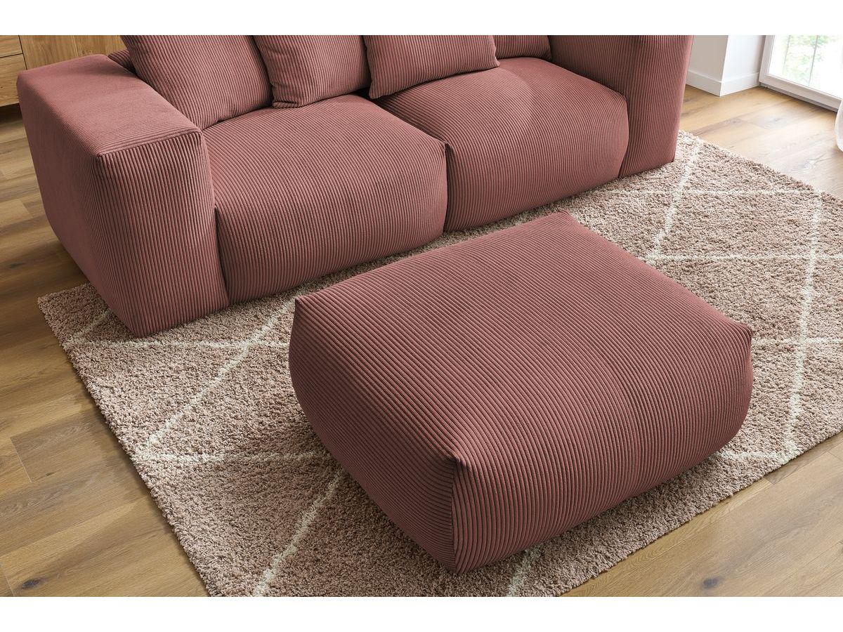 Bobochic Voltaire Sofa 4-Sitzer mit Pouf 248 × 100 cm Cordsamt Rosa
