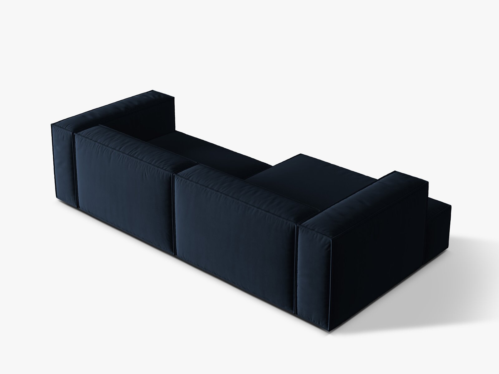 Micadoni Ecksofa Nuria 4-Sitzer Links Samt Dunkelblau
