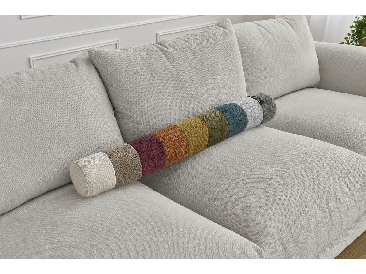 Bobochic Ernest Sofa 4-Sitzer mit Pouf Stoff Hellgrau