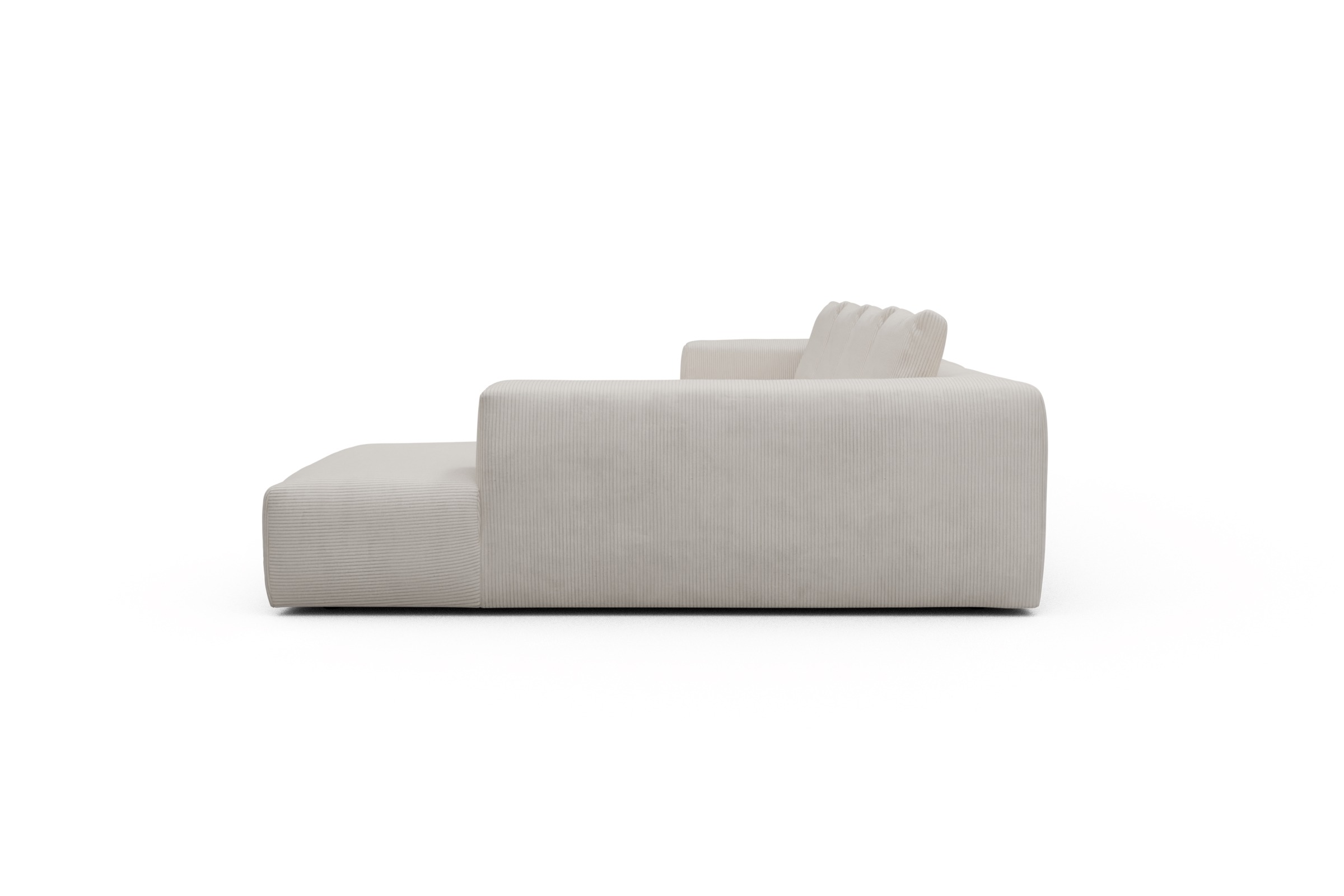 Wohnlandschaft Fred Relax-Ecke rechts mit 2-Sitzer und Chaiselongue links Corduroy-Ivory