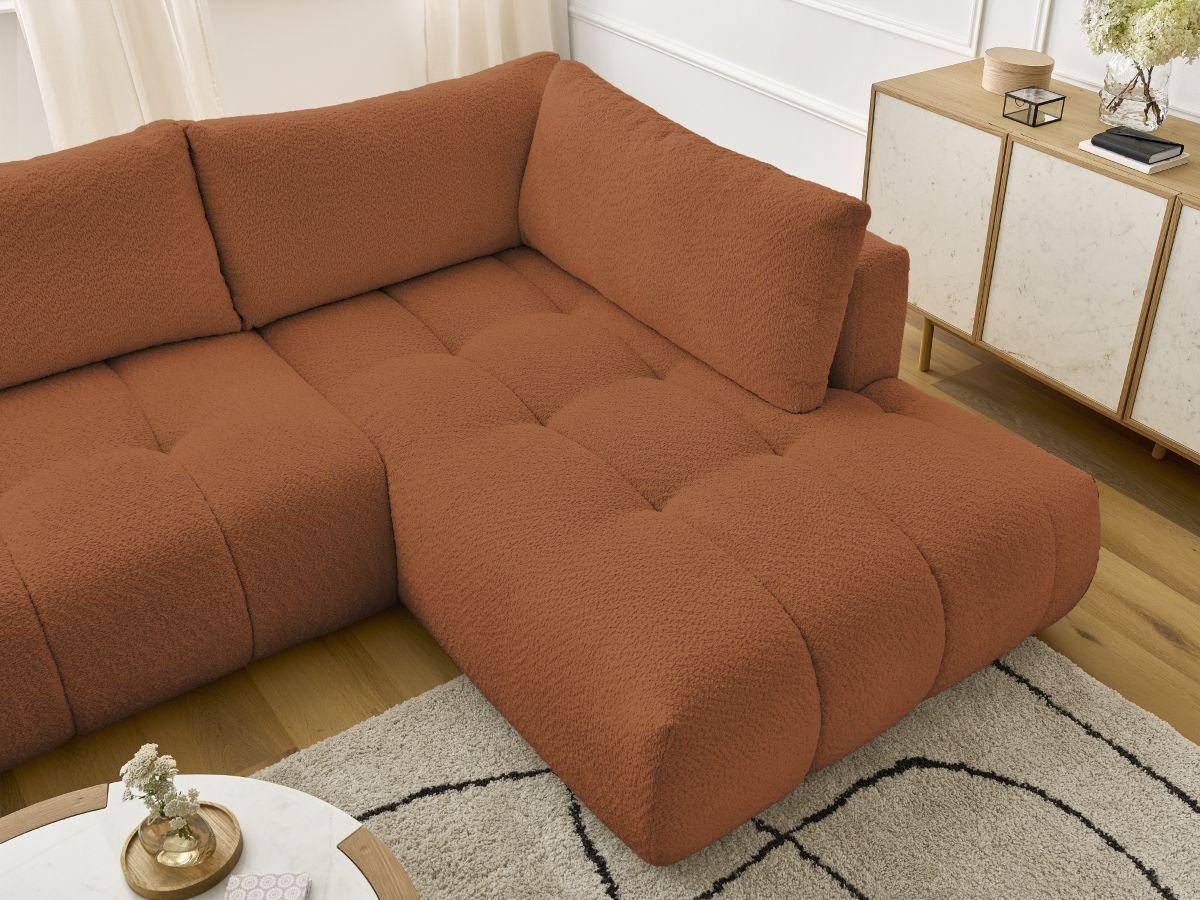 Bobochic Fuji Wohnlandschaft Bouclé-Stoff Orange Ecke links