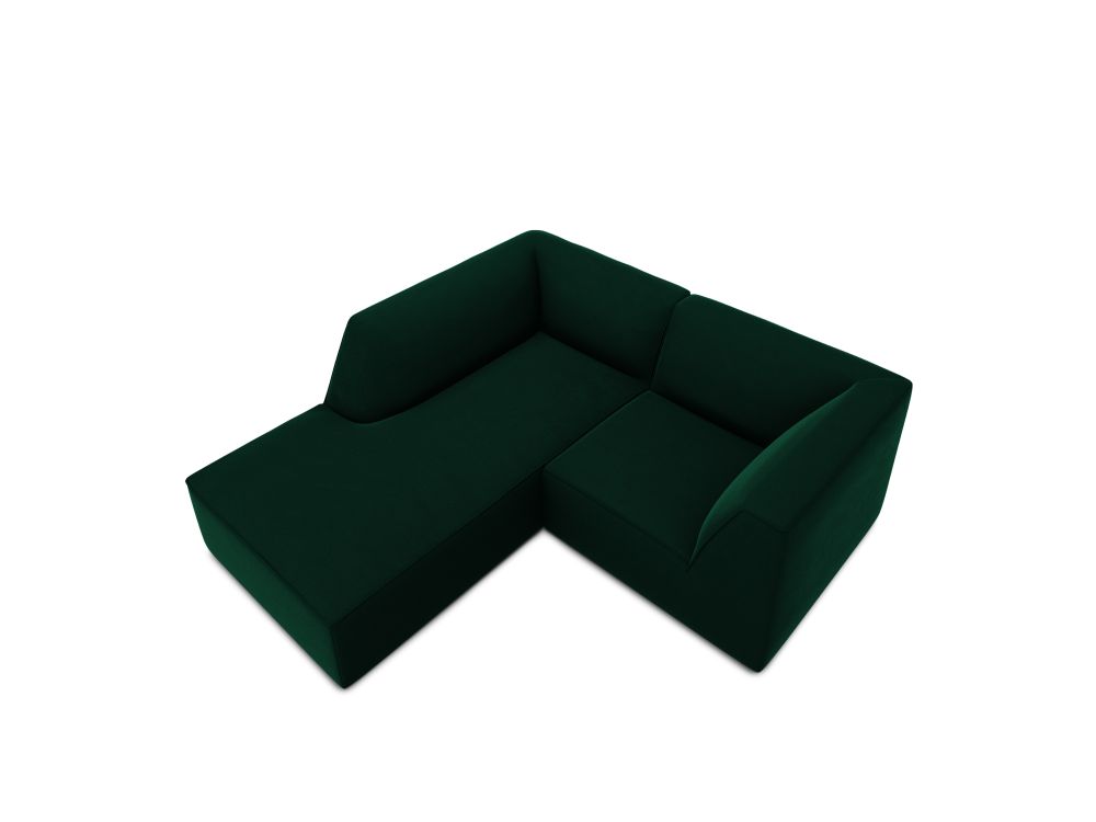 Cosmopolitan Design Ecksofa Siena 3-Sitzer Samt Salvador Flaschengrün Links