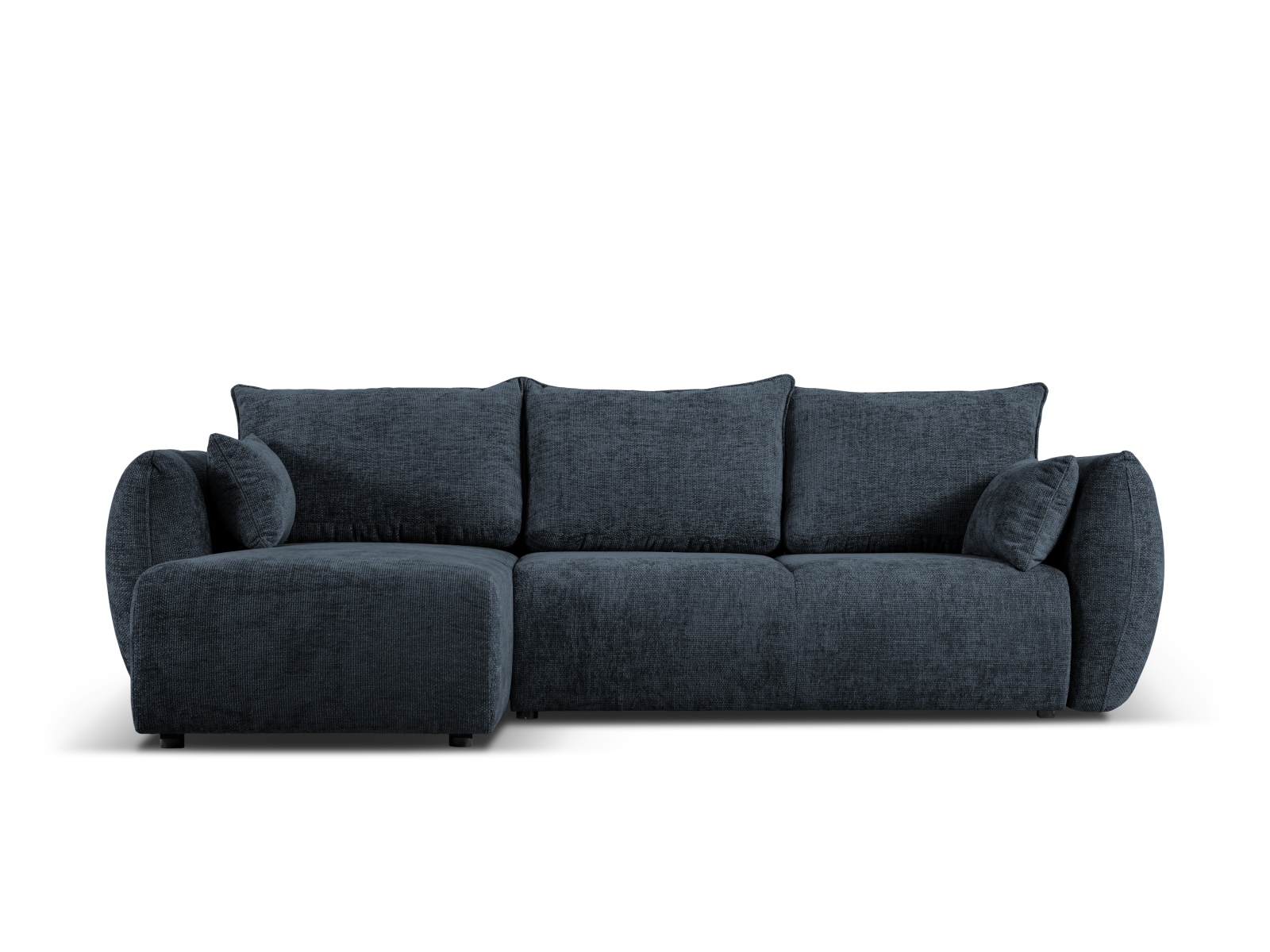 Cosmopolitan Design Ecksofa Matera 4-Sitzer mit Schlaffunktion Chenille Eden Marineblau Links