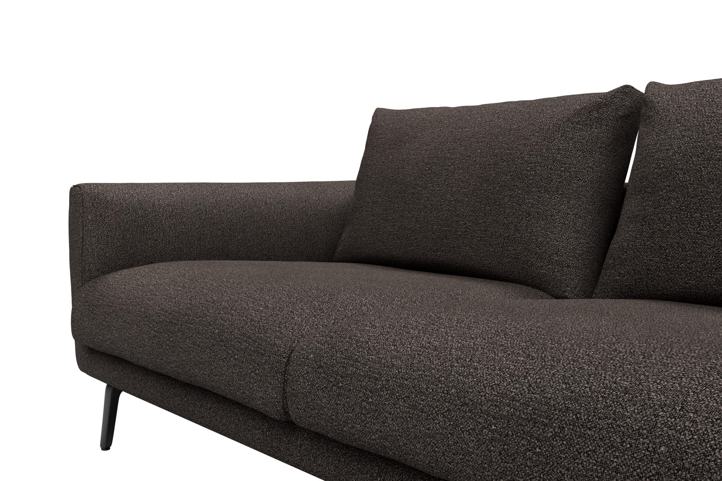 Ecksofa Karl Chaiselongue rechts mit 2,5-Sitzer Boucle-Taupe