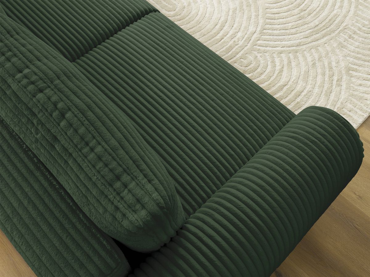 Bobochic Lucien Schlafsofa 3-Sitzer mit Bettkasten Breitcord weich Grün