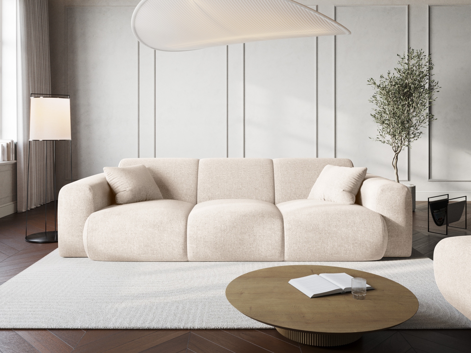Cosmopolitan Design Sofa Nolio 3-Sitzer Chenille Haga Helles Beige